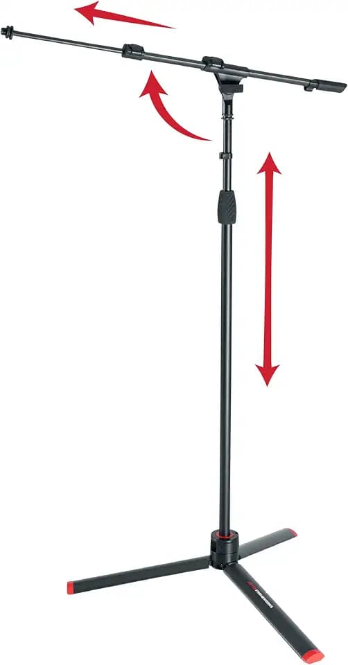 Gator Frameworks ID Series Tripod Mic Stand with 26" Dual Section Adjustable Boom Arm, Fully Collapsable into Compact Cylinder Shape (GFW-ID-MIC)