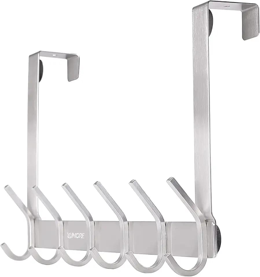 YUMORE Over The Door Hooks, Heavy Duty Door Hanger, Brushed Finish