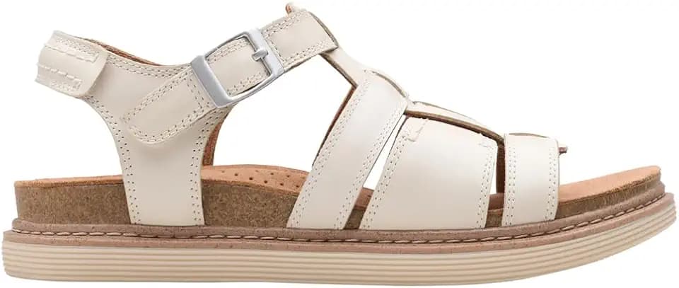 Clarks Femme Arwell Sun Sandale, Cream Leather, 37.5 EU