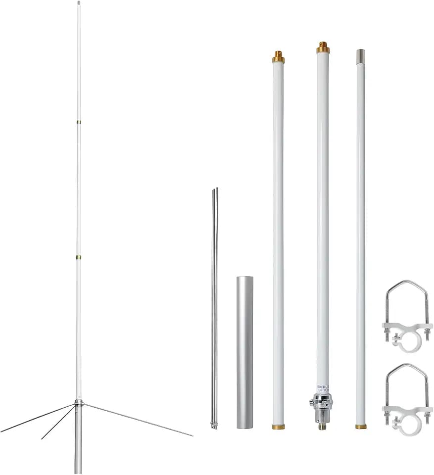 HYS Amateur Dual Band 2m/70cm Base Station Antenna, 5.5/8.5DBi Outdoor Pre-Tuned 144Mhz/430Mhz Heavy-Duty 200W 7.2ft Fiberglass Antenna with UHF-Female(SO239) Connector