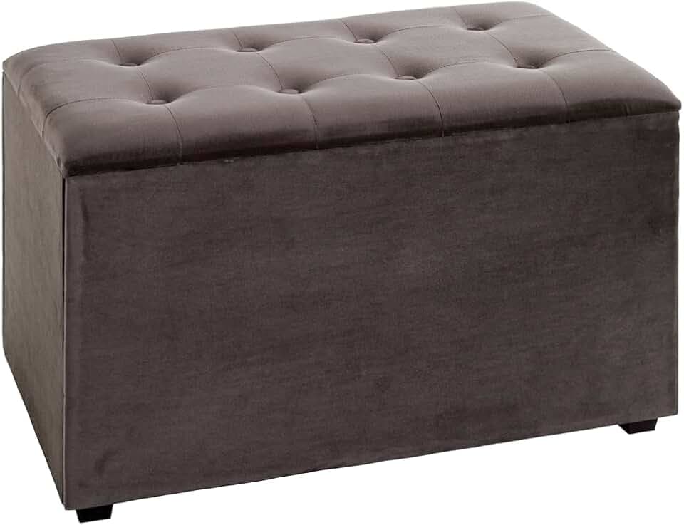 HAKU Sitztruhe anthrazit, MDF, Textilgewebe - Maße: B 65 cm x H 42 cm x T 40 cm, Style: Art Deco
