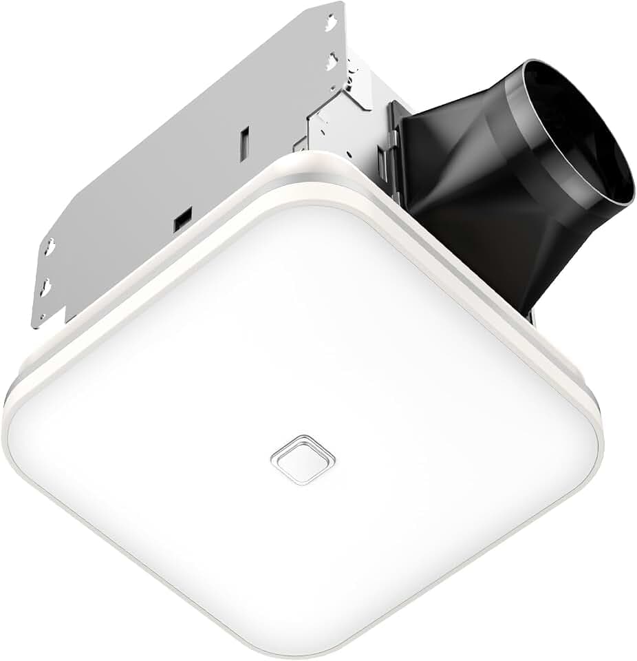 OREiN Badezimmer Abluftventilator mit Lampe, 26-W-Badlüfter mit LED-Lampe, 2,83 m³/m und 45,85 db Lüftungsventilator-Komi für Zuhause, Leise, Energy Star Zertifiziert und HVI/FCC/ETL gelistet, Weiß