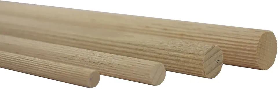 vasalat Holzstäbe zum Basteln Set - Holzstab 100cm x 12mm ideal für DIY-Projekte, Rundstab Buche unlackiert, gerillt - 12 Stück