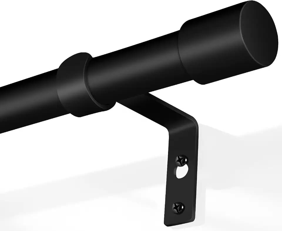 Gardinenstange Schwarz Ausziehbar 76-228cm, Ø 19mm Vorhangstange Stabil Metall bis 12KG, Moderne Gardinenstange Set inkl. Wandhalterung für Wohnzimmer Schlafzimmer Küche
