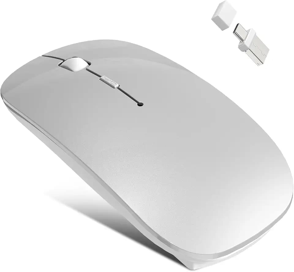 Mouse Wireless Bluetooth per MacBook Pro/Air/Mac/iPad/Laptop/Desktop/Mac/PC/Computer/telefono – Mouse da ufficio portatile sottile e silenzioso Con adattatore USB-C da 2,4 GHz Senza fili
