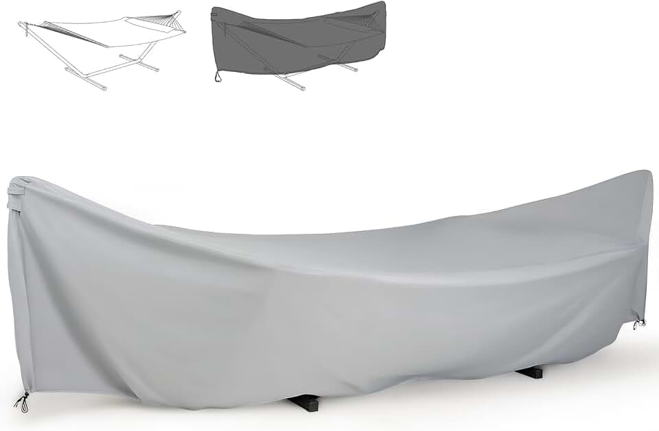 SUNCREAT Hammock Cover, Water-Resistant Polyester Hammock Stand Cover for 11-12ft Stand, Gray