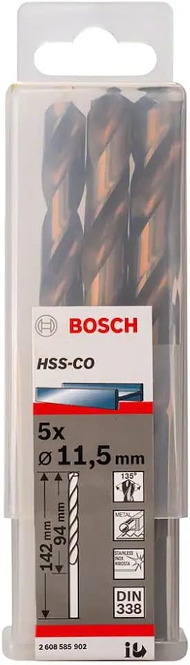 Bosch 5x PRO Stainless Steel HSS-Co Spiralbohrer, 11,5 x 94 x 142 mm, 5pcs