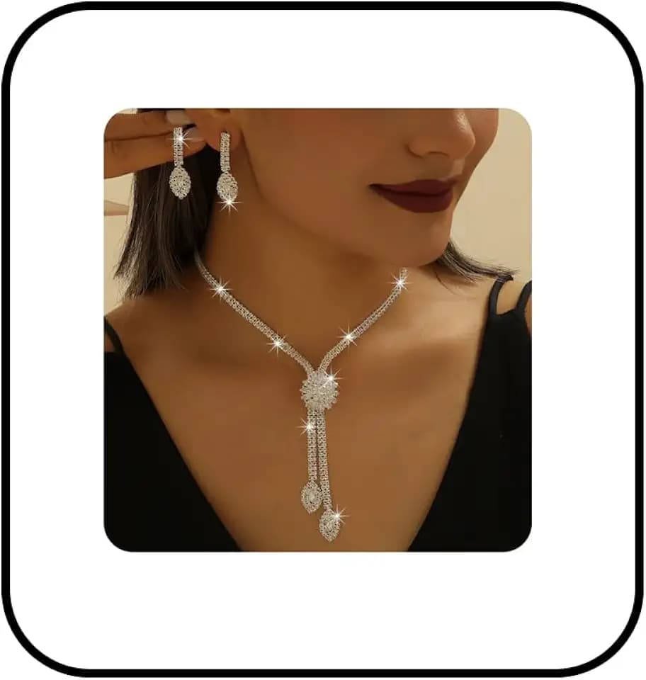 Bridal Wedding Jewelry Set for Women Vintage Flower Crystal Earrings Necklaces Rhinestone Sparkly Necklace Earrings Boho Crystal Flower Choker Bridal Bridesmaid Prom Party Formal Costume Accessories