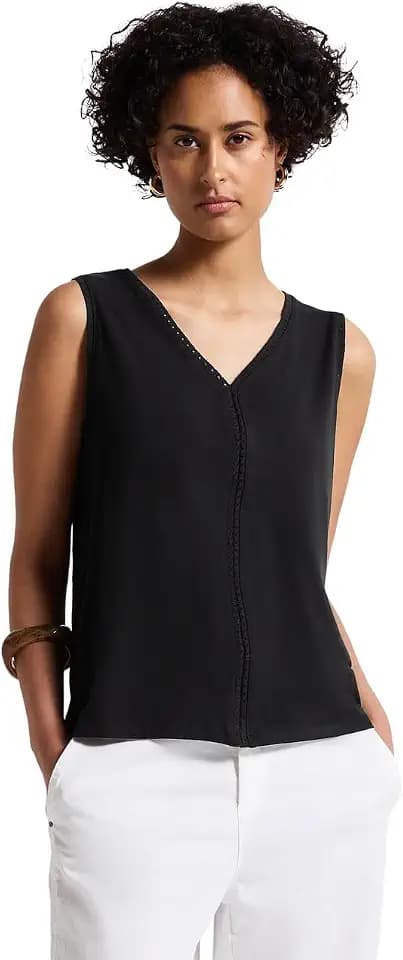 Street One Damen Jersey-Top mit Häkeldetails