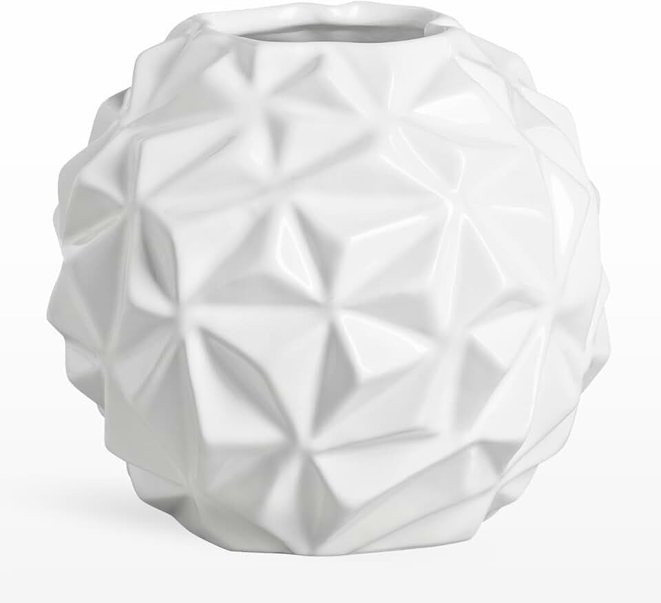 Torre & Tagus Crumple Ball Vase, klein, Weiß