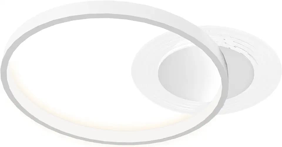 HOMCOM Deckenlampe Deckenleuchte Zwei-Ring-Design 50 x 40 x 7,4 cm Weiß
