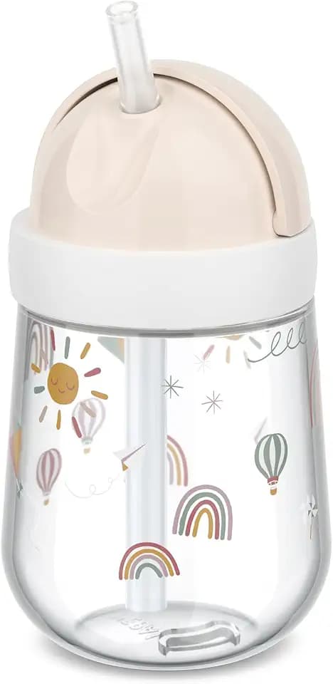Mepal - Strohhalmbecher Mio - Kleinkind Strohhalm Becher ab 9 Monaten - Auslaufsichere Trinkflasche für Kleinkinder - Spülmaschinengeeignet & BPA frei - 300 ml - Sunshine & Rainbow