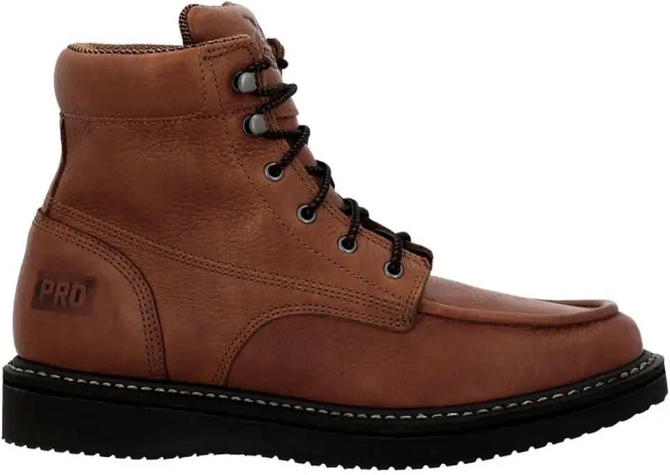 Georgia Boot PRO-Series Men’s Work Boots, 6” Moc Toe Wedge, SPR Full-Grain Leather, Midnight Black Non-Marking Outsole, Oil-Resistant Outsole, Welt Construction, Comfortable Soft Toe GB003PRO
