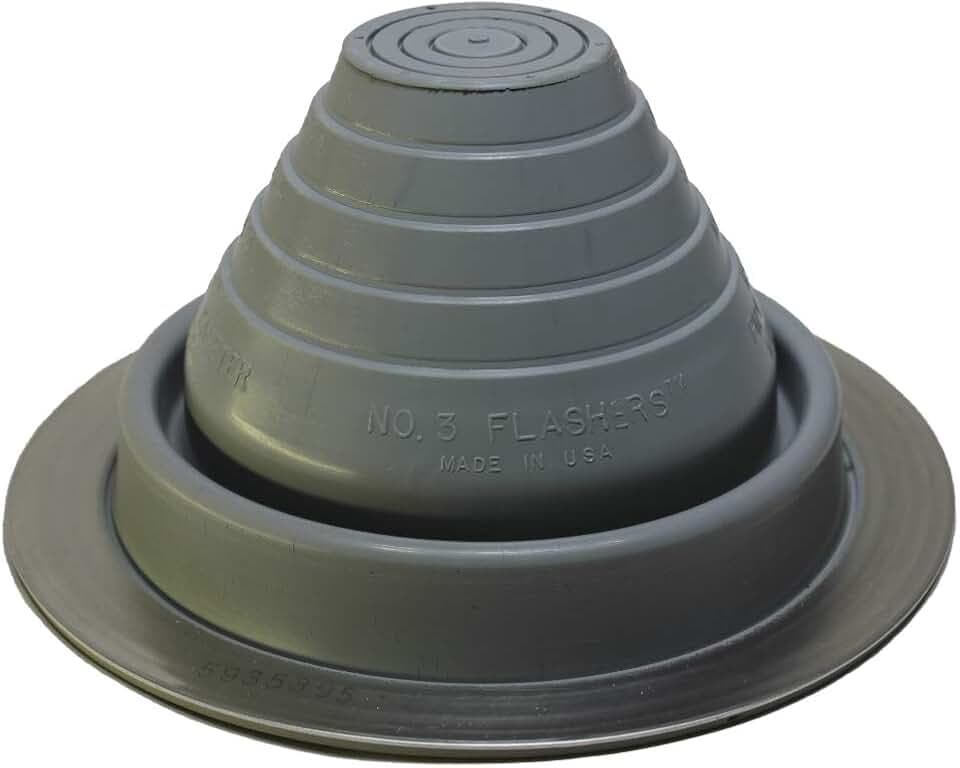 Flashers #3 Grey EPDM Round Metal Roof Pipe Flashing, 1/4" to 5"