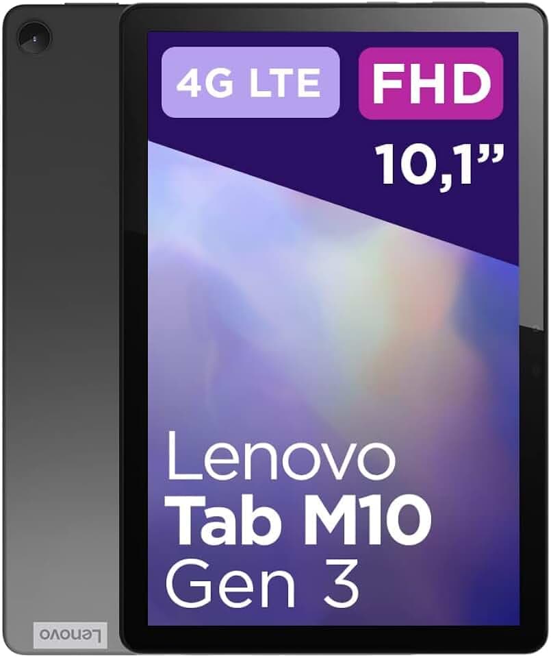Lenovo Tab M10 3. Generation, Tablet Display 10,1 Zoll (25,6 cm) WUXGA (1920 x 1200), RAM 4 GB, 64 GB, 5000 mAh, Unisoc T610, Tablet Android 11, Storm Grey, Netzteil enthalten – Exklusiv Amazon