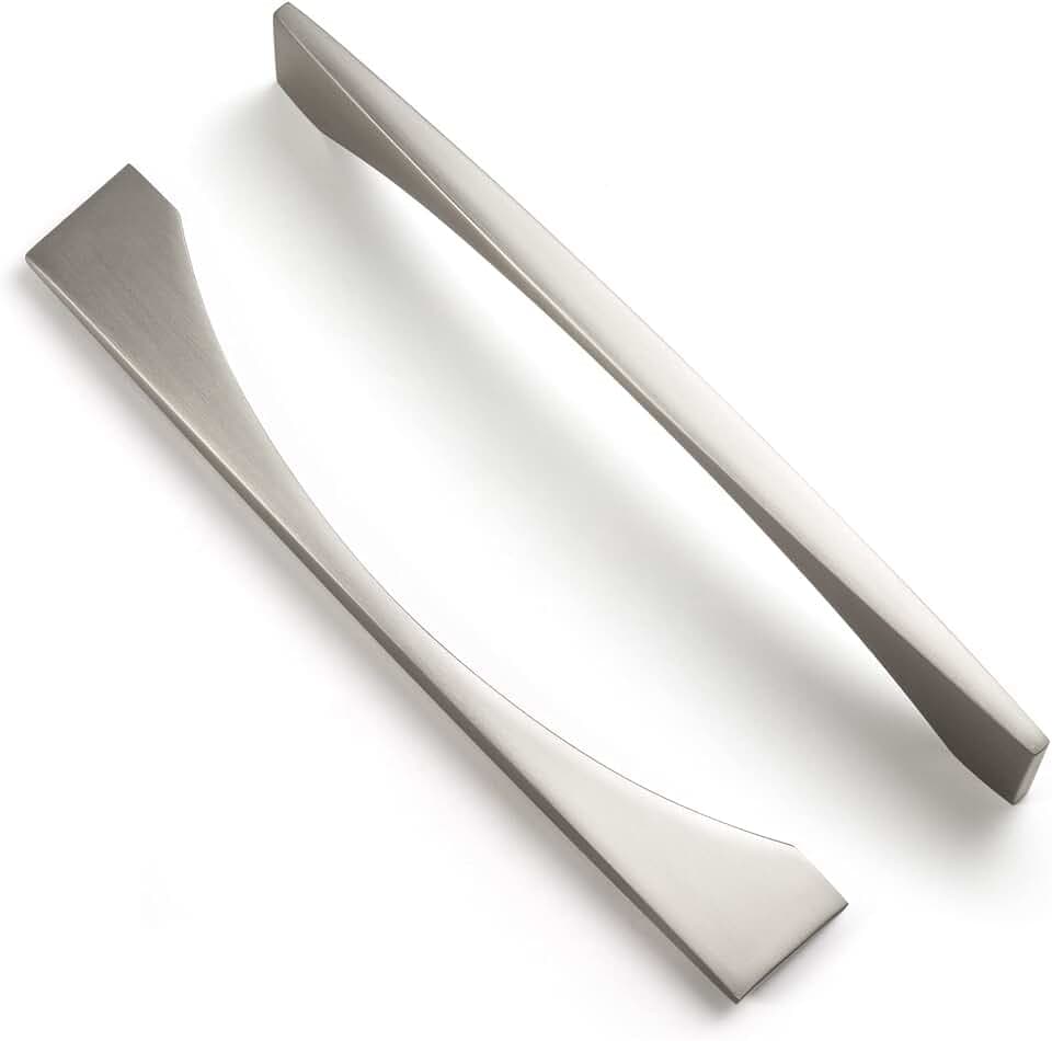 Goo-Ki 6.3''(160mm) Hole Center Brushed Nickel Cabinet Handle,Satin Nickel Cabinet Pull, Modern Drawer Handle Cabinet Hardware,6 Packed