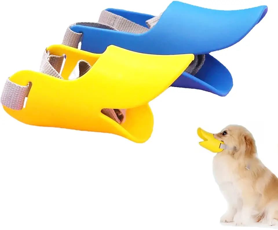 GXGM Maulkorb Für Hunde,Anti Biss Ente Mund Form Hund Mundabdeckungen,Anti Rall Haustier Mund,Silikon-Maulkorb Für Kleine Hunde(Gelb und Blau)