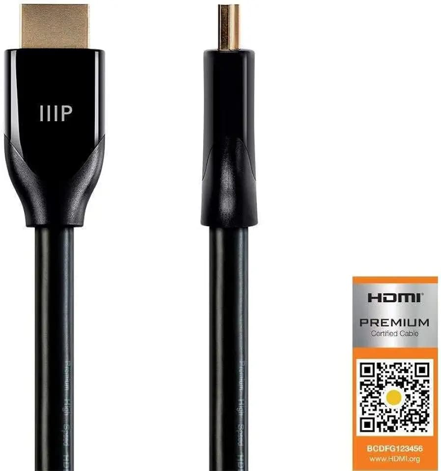 Monoprice Certified Premium HDMI Cable - 4K@60Hz, HDR, 18Gbps, YUV 4:4:4, Dual Video Stream, Compatible with DVD Player, 28AWG, 6 Feet, Black