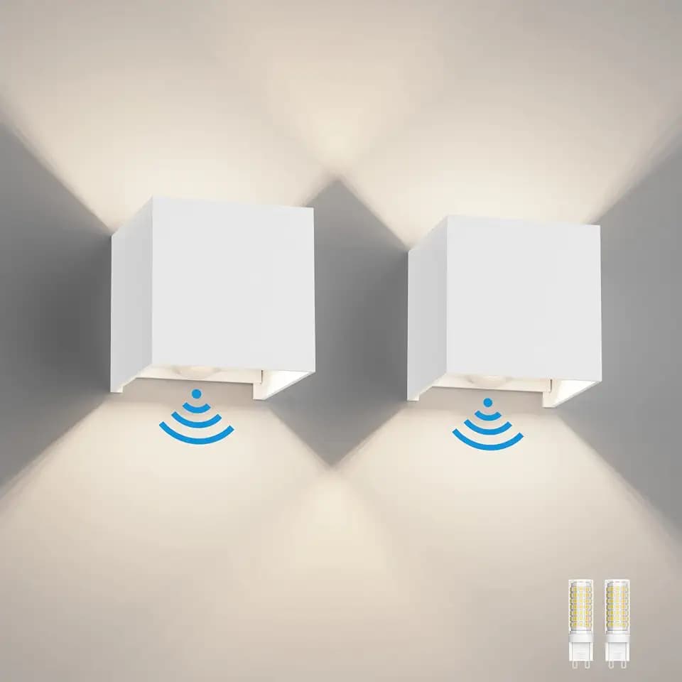 Klighten 2 Stück Aussenlampe mit Bewegungsmelder Naturweiß 4500K, Weiß