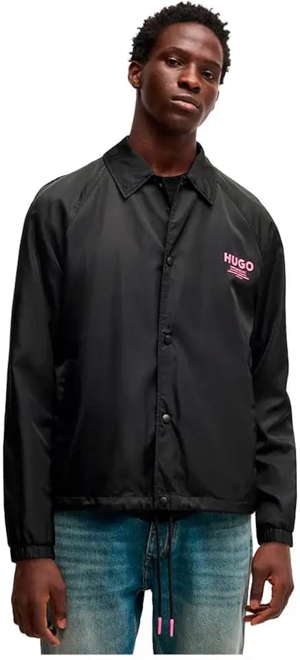 HUGO Herren Biyo2521 Wasserabweisende Regular-Fit Trainingsjacke mit Logo-Prints