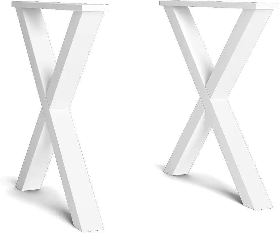 Skraut Home - Ständer – Füße – Steg – in X-Form – Tischbeine aus Massivholz – Wohnzimmer – Esszimmer – Büro – weiß lackiert – 72 x 72 cm