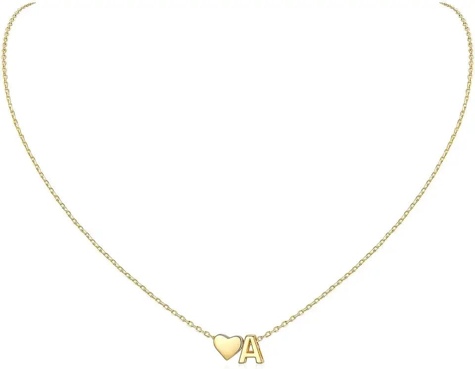 ChicSilver 925 Sterling Silver Heart Initial Necklaces for Women -Dainty Personalized Heart Pendant Letter Alphabet Necklace for Women