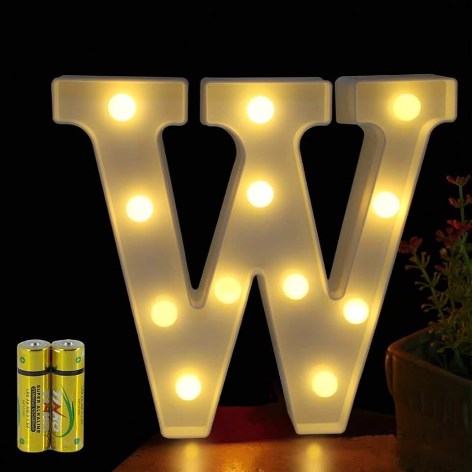 Buchstaben Lichter Alphabet Lampe LED Brief Beleuchtung Buchstabe Licht Beleuchtete Buchstaben Nachtlichter Dekoration für Geburtstag Party Hochzeit Kinderzimmer (W)