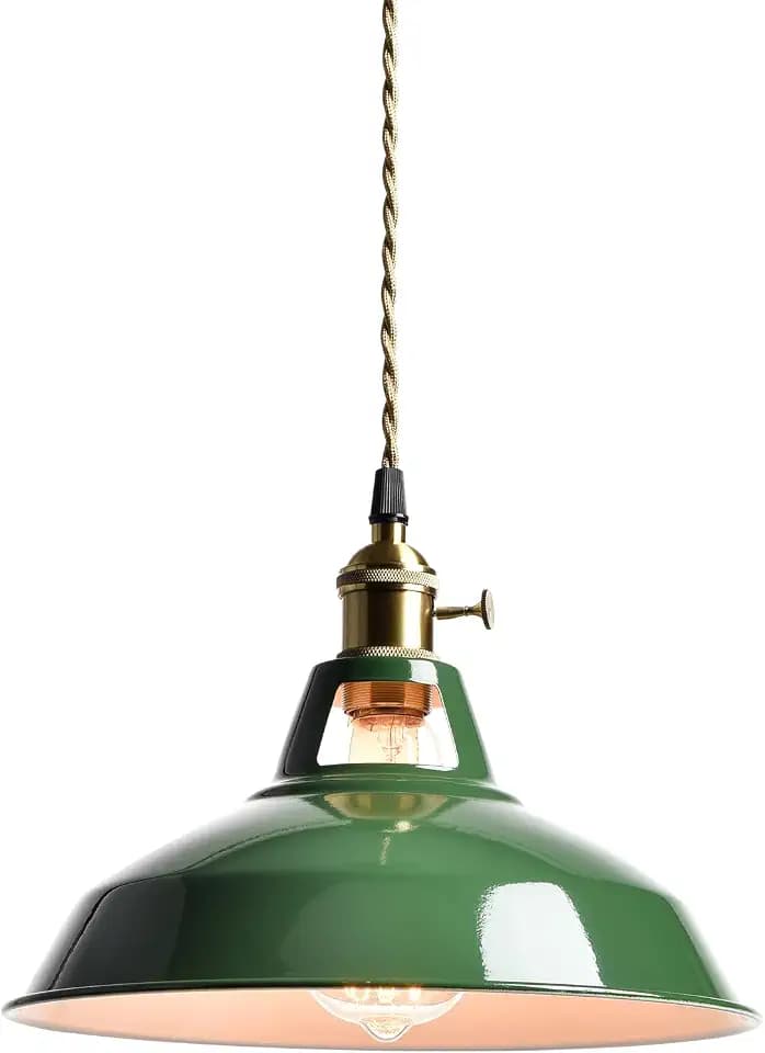 CLAXY Macaron Green Pendant Lights Metal Barn Kitchen Island Pendant Light