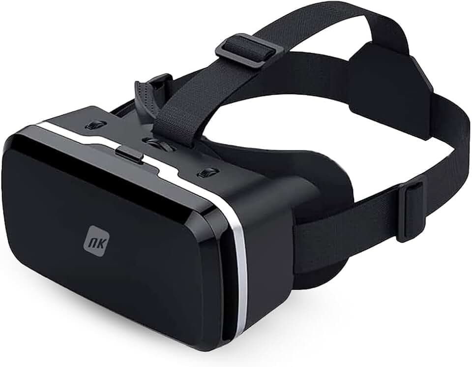 NK 3D VR-Brille für Smartphone - Intelligente Virtual Reality Brille für Smartphones zwischen 4,7' - 6,53', Sichtwinkel 90-100 Grad, 360º Drehung, einstellbare Objektive und Pupillen - Schwarz