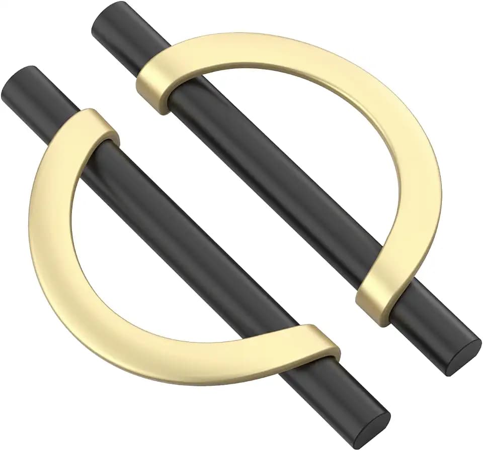 Alzassbg 3-3/4" Matte Black and Gold Cabinet Pulls 6 Pack, AL3902MBGB