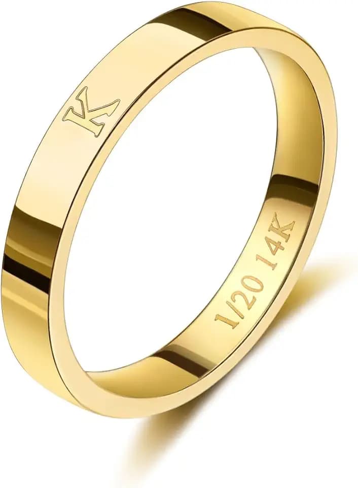 14K Gold Filled Initial Rings for Women Non Tarnish Thumb Pinky Ring