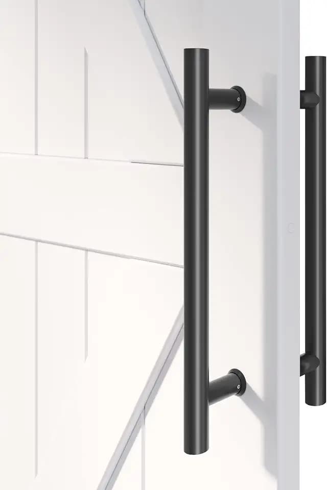 EaseLife 16" Push Pull Door Handle,Double Sided H Shape Sliding Door Handle,Matte Black,Stainless Steel,Fit for Glass Door Wooden Door