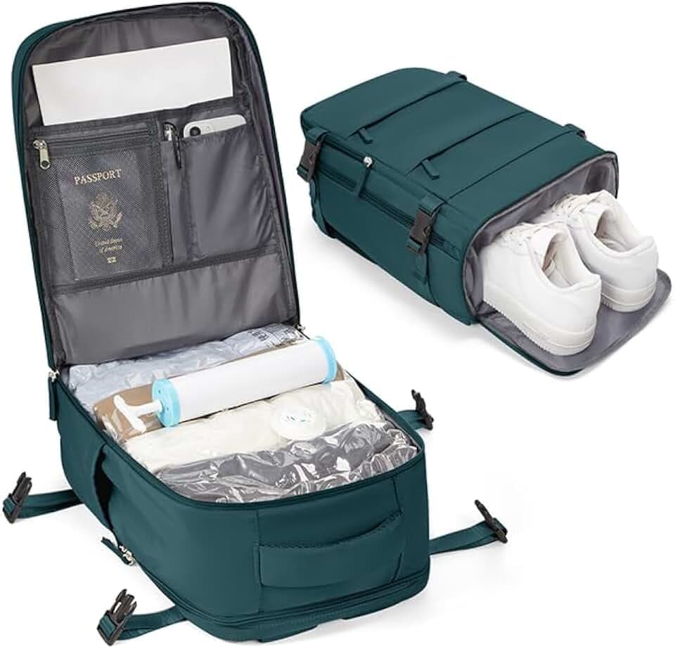 BJLFS Vakuum Rucksack mit Pumpe Ryanair Handgepäck 40x20x25 Reiserucksack Handgepäck Flugzeug 40x20x25 Wizzair Vueling Eurowings Vakuum Koffer Wasserdicht Laptop Rucksack