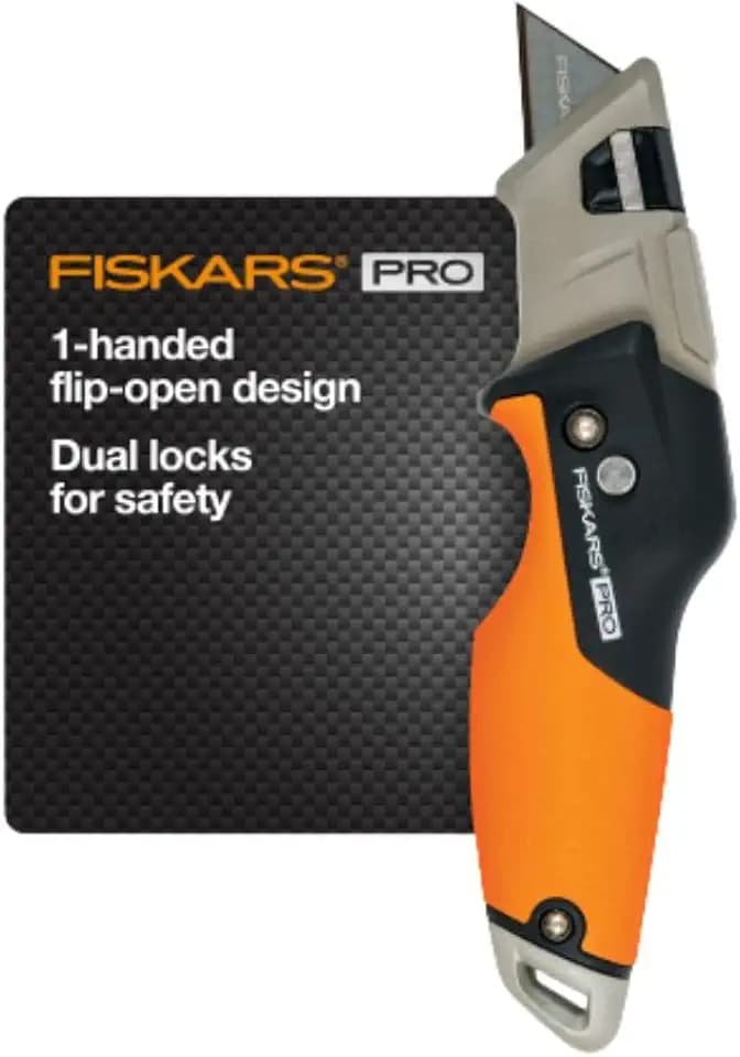 Fiskars Pro Folding Utility Knife, Dual-Lock, 4.5" Folded Size