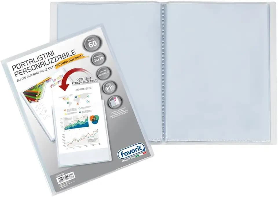 Favorit Ringbuch mit festen Umschlägen und individuell gestaltbarer Vordertasche - 60 transparente Blätter - 22x30 cm A4