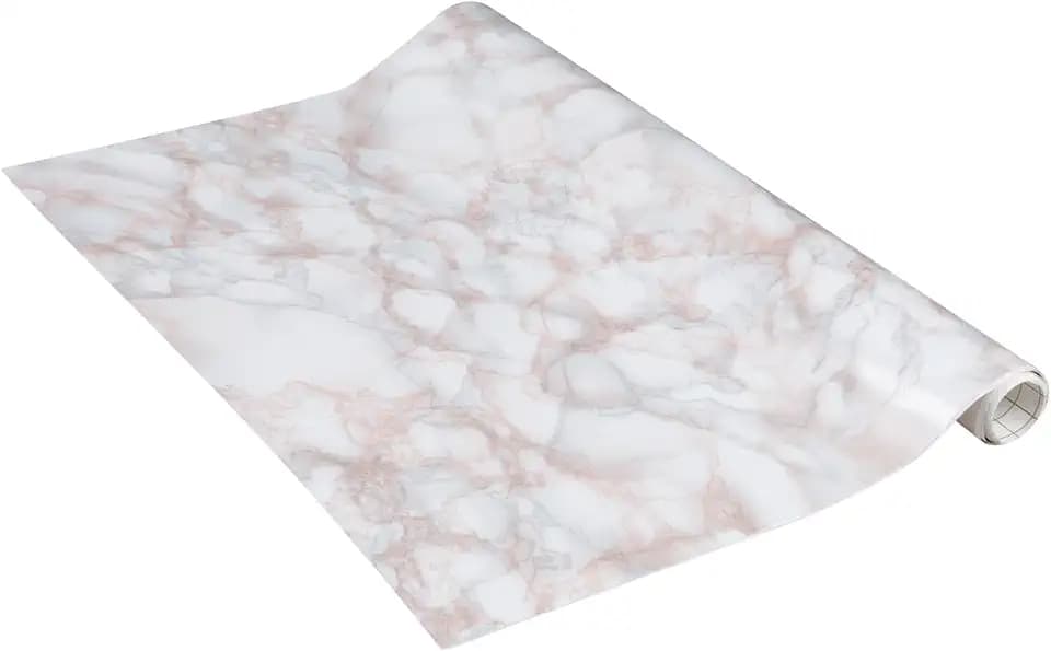 Venilia Möbelfolie selbstklebend, Marmor Rosa, 67,5 cm x 2 m, Deco Standard, PVC, langlebig, einfache Entfernung, hitzebeständig, reißfest, 53365