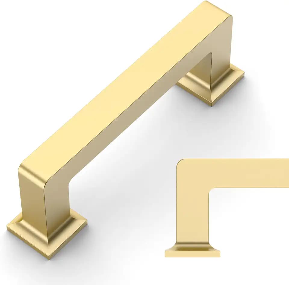 Amerdeco 10 Pack Brushed Gold Cabinet Pulls 3 Inch(76MM) Hole Centers Kitchen Cabinet Handles Cabinet Hardware Kitchen Handles for Cabinets Cupboard Handles Drawer Pulls ZH0019