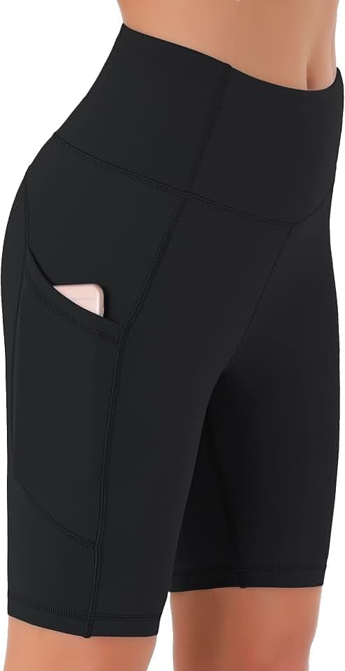 Persit Damen Kurze Leggings, Blickdicht Radlerhose mit Taschen