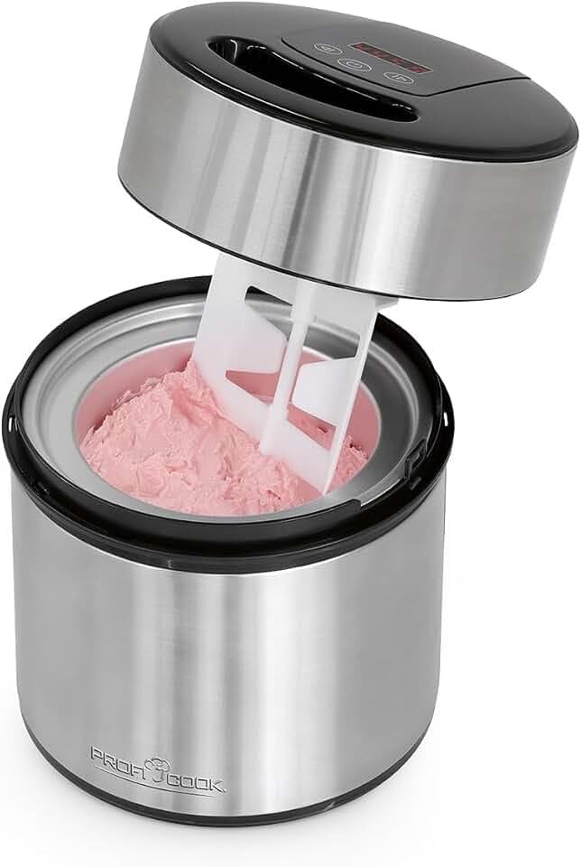 ProfiCook® Eismaschine und Joghurtbereiter | Eis in 20 Min. | für bis zu 1800ml Eiscreme | Softeismaschine für Zuhause | mit Timer | Ice Cream Maker für Eis, Frozen Joghurt & Sorbet | PC-ICM 1140