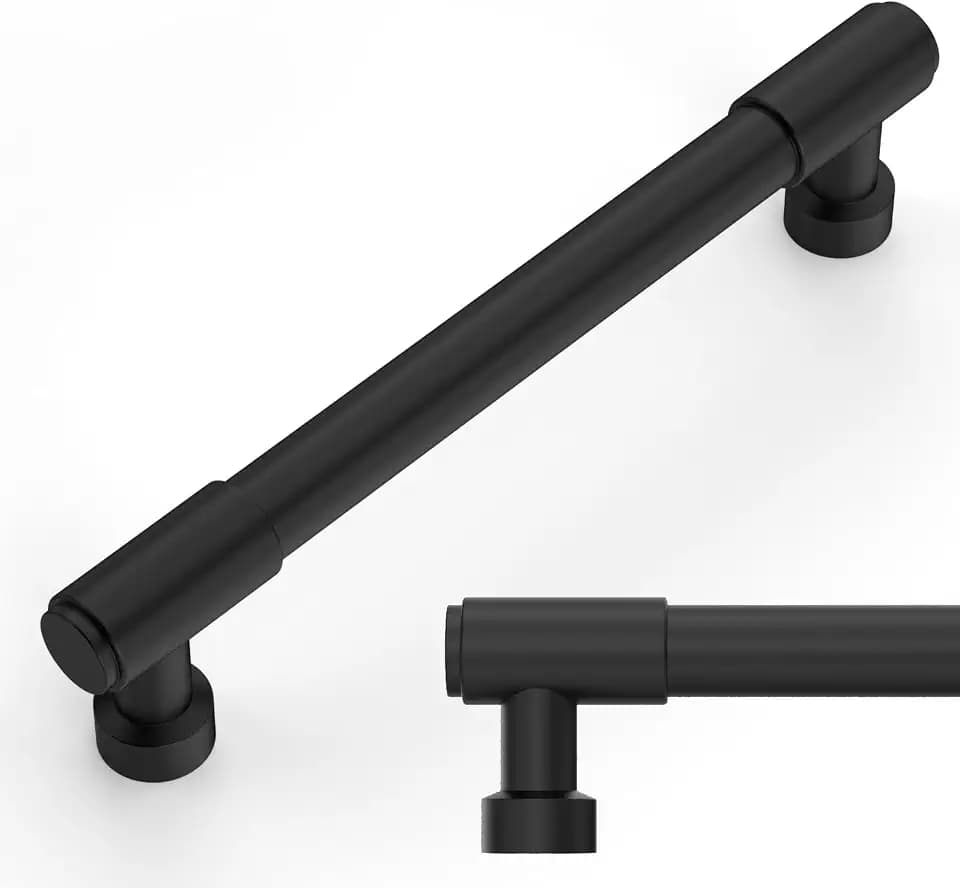 Amerdeco 10 Pack Matte Black Cabinet Pulls 5 Inch(128mm) Hole Center Drawer Pulls Cabinet Hardware Kitchen Cabinet Handles for Bathroom ZH0075
