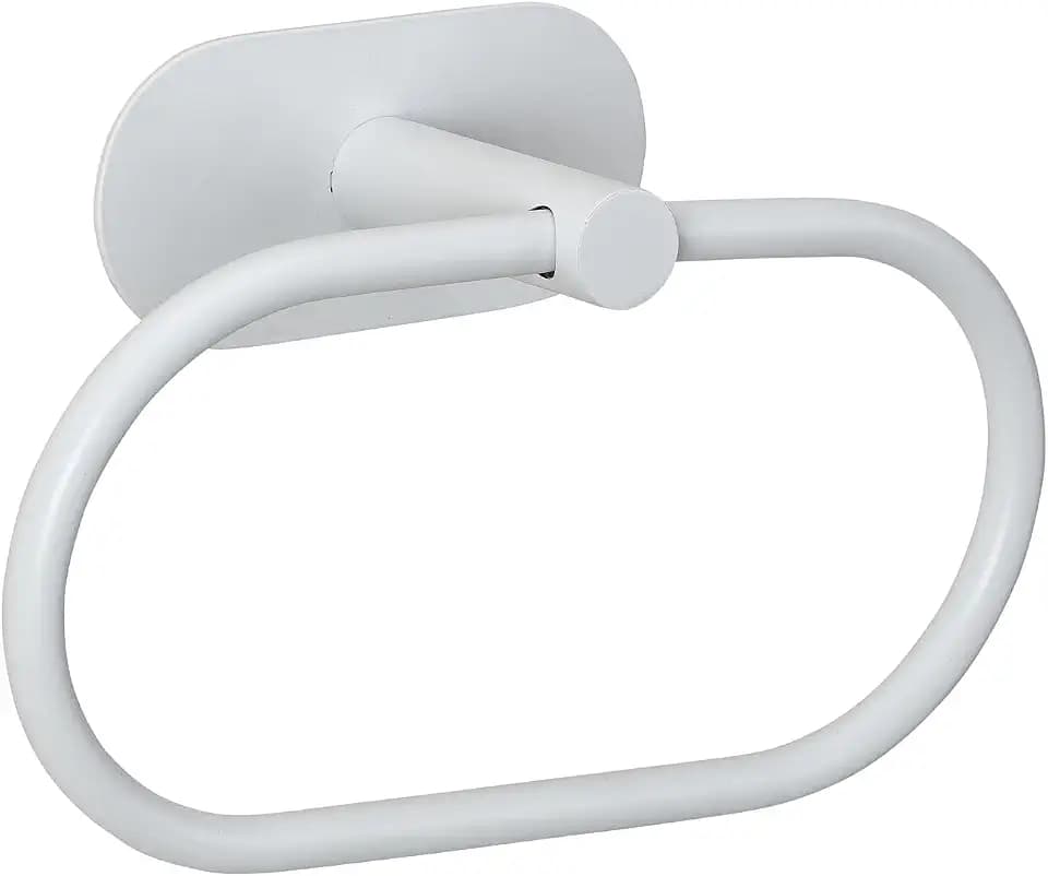 WENKO Turbo-Loc® Handtuchring Orea White matt, Handtuchhalter aus rostfreiem Edelstahl, 20,5 x 12,5 x 7,5 cm, Weiß
