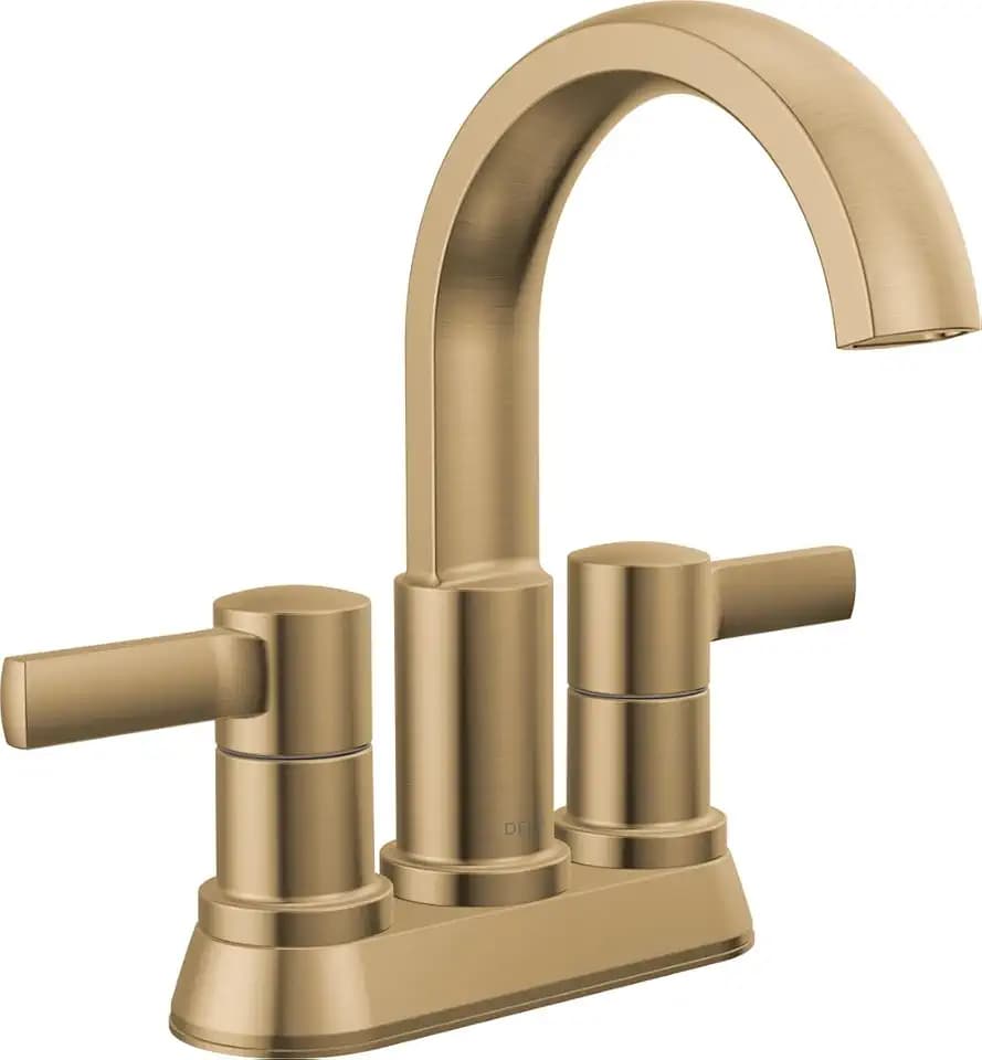 Delta Faucet Albion Centerset Bathroom Faucet, Gold 2-Handle Bathroom Faucet, Delta Bathroom Sink Faucet, Metal Push-Pop Drain Assembly, 1.2 GPM Flow Rate, Champagne Bronze 25855LF-CZ