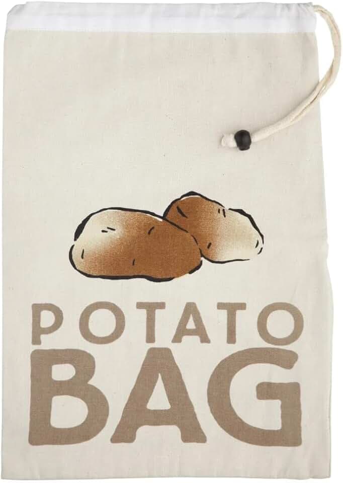 KitchenCraft Kartoffelsack, Frischhaltebox, Segeltuch, Beige, 26 x 38 cm, Weiß