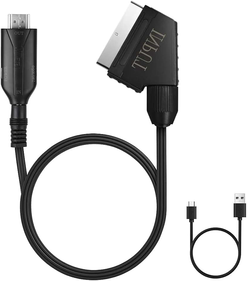 AXFEE Scart auf HDMI Konverter, HD 1080P All-in-One Scart zu HDMI Konverter | Konverter mit SCART-Eingangskabel & HDMI-Ausgangsanschluss, Video Audio Adapter für HDTV STB VHS Xbox PS3 Sky DVD Blu-Ray