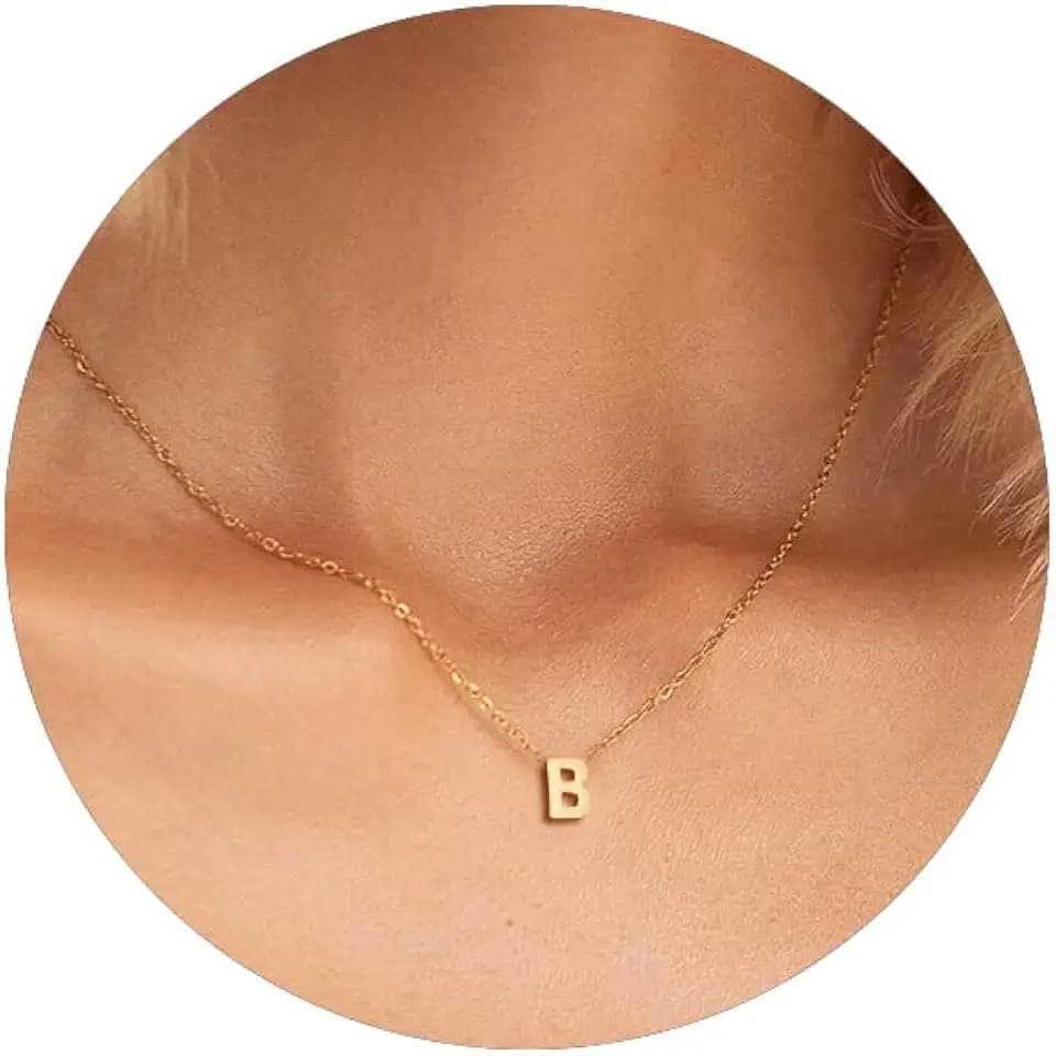 MOMOL Tiny Initial Necklace Gold Plated Small Letter Necklaces for Women