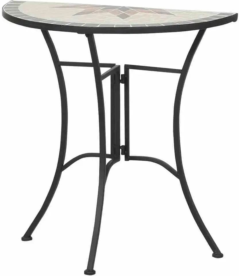 Siena Garden Tisch Stella, 35,5x70x71,5cm, Gestell: Stahl, pulverbeschichtet in schwarz matt, Fläche: Mosaik,Tischplatte: Keramik
