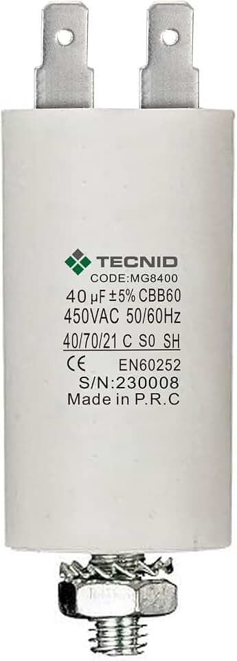 TECNID Anlaufkondensator MG8400, Rund, Polypropylen, 40µF, 450V, 4-polig / M8