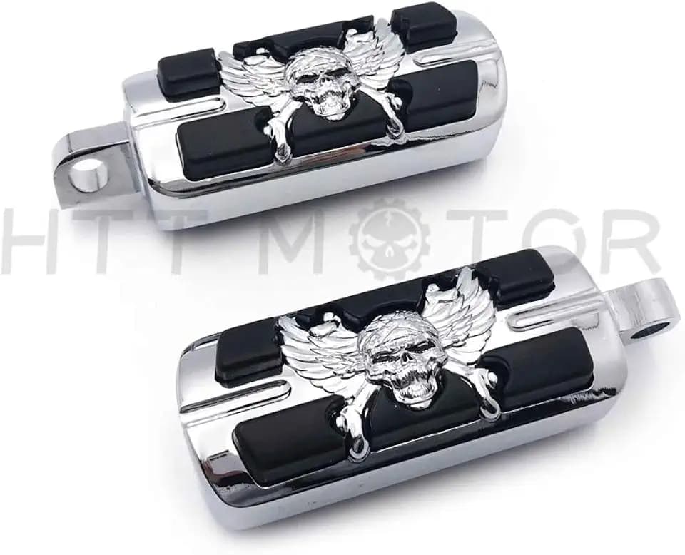 MT216-060- Motorcycle Chrome Zombie Pirate Foot Pegs Compatible with most models w/Harley male mount-style footpeg supports Dyna Touring