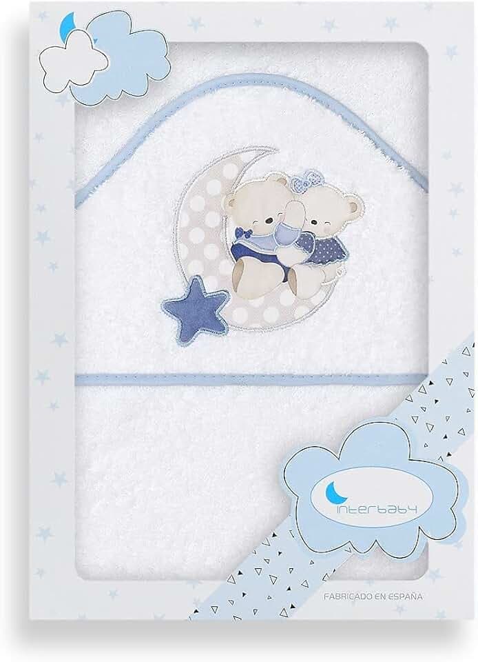 Interbaby 01145-11 Baby Kapuzenbadetuch OSITO AMOROSO, weiss e blau, Blau