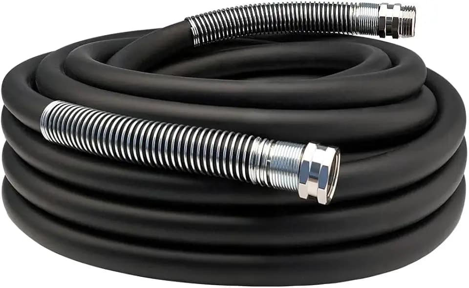 Guitrees 2026 Upgraded Garden Hose 25FT x 5/8", Heavy Duty Rubber Water Hose with Five Layered Braiding, Swivel male and female Nickel-plated Brass Fittings, 1000PSI Burst, 300PSI Working (Black)